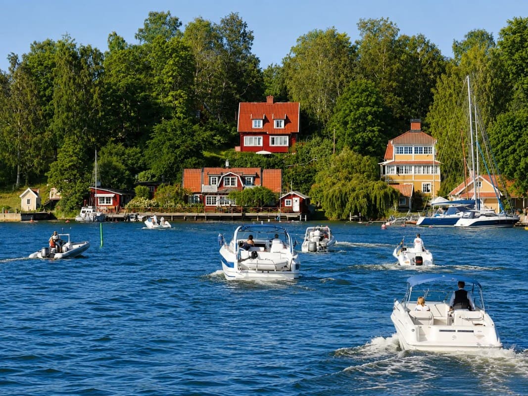 Stockholm Archipelago islands seen from a private yacht